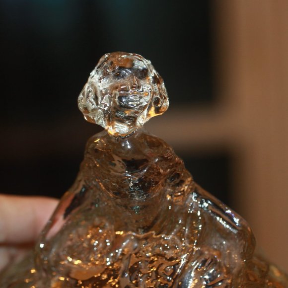 Vintage Glass Powder Jar Figural Woman Clear Glass - Picture 2 of 3